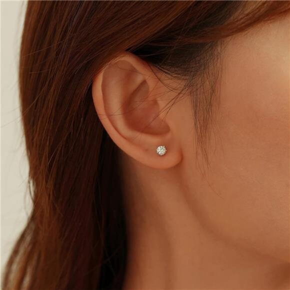 Moissanite Stud Earrings 2-4ct G H I Color 925 Sterling Silver White Gold Plated - Picture 7 of 8